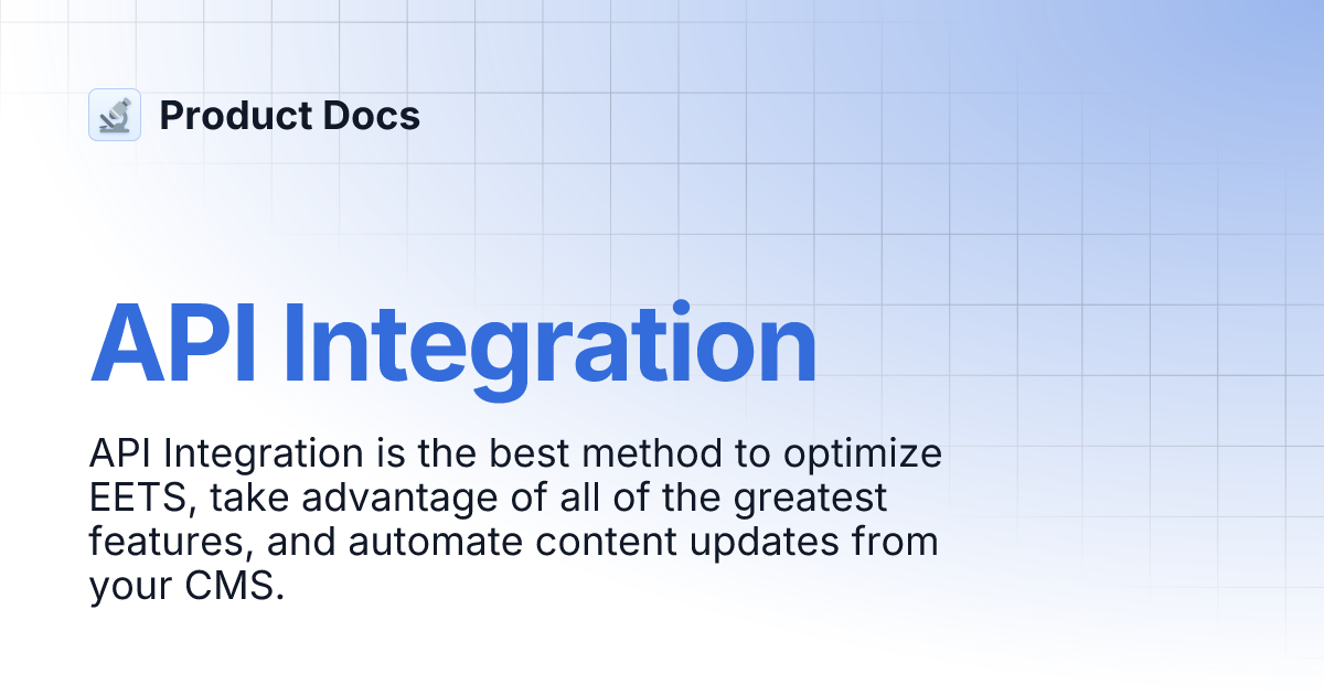 API Integration | Product Docs